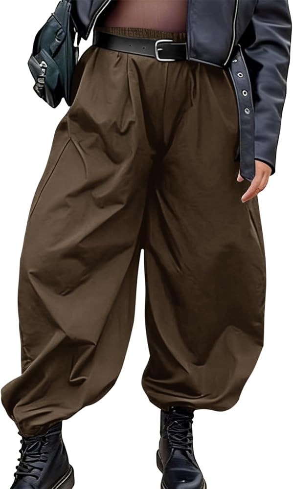 Beautife Women\u2019s Plus Size Balloon Pants Wide Leg Baggy Lantern Trousers | Amazon (US)