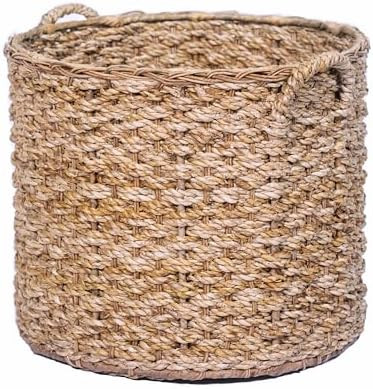 Round Woven Wicker Rattan Large Blanket Shelf Storage Basket with Handles perfect Big Empty Decor... | Amazon (US)