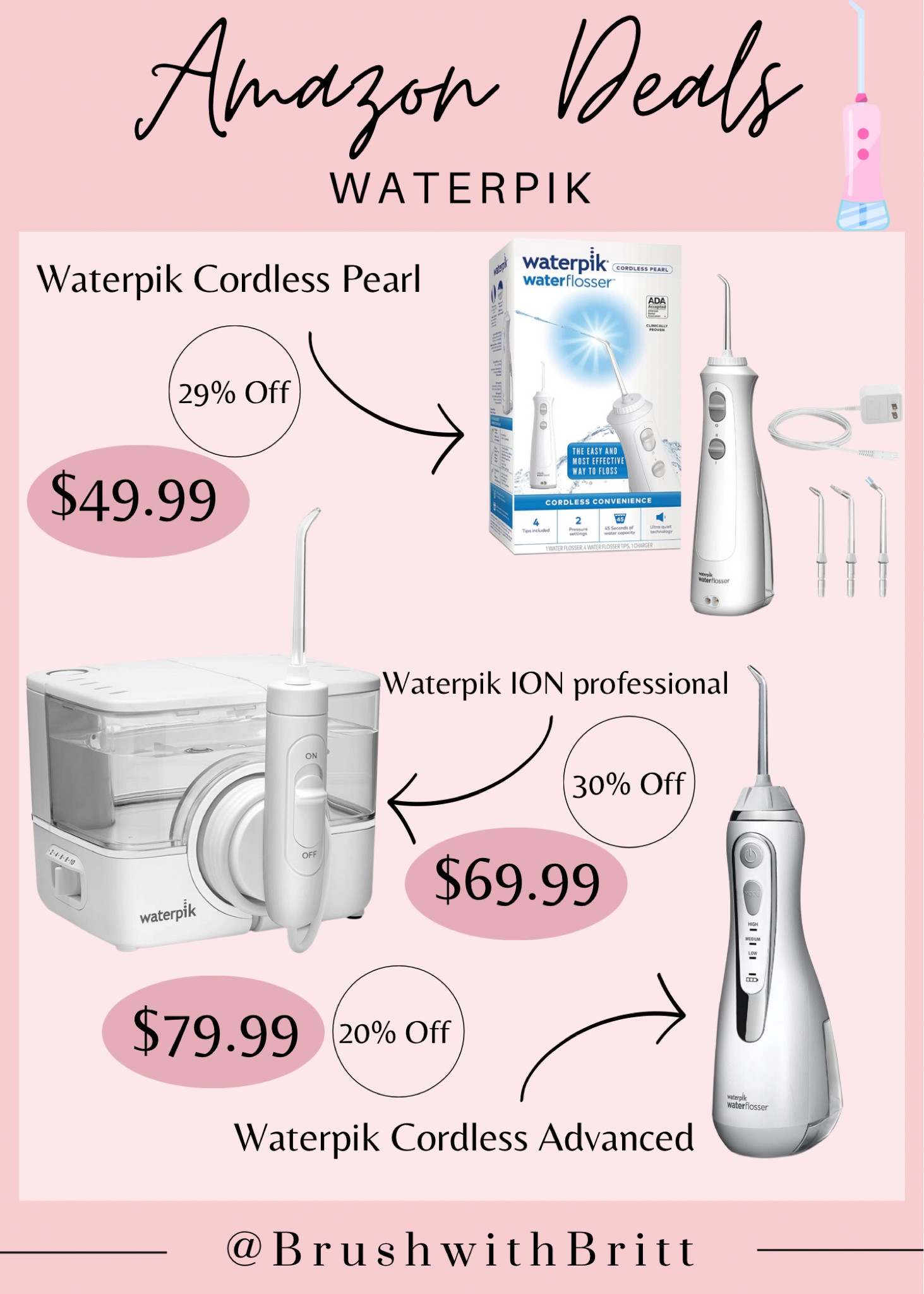 Amazon deals for Waterpik!! | waterpik, water flosser, amazon deals, amazon prime day deals, sale alert, amazon sale, dental, dental health, oral hygiene, Waterpik, daily deal, sale finds. 

#LTKunder100 #LTKxPrimeDay #LTKsalealert