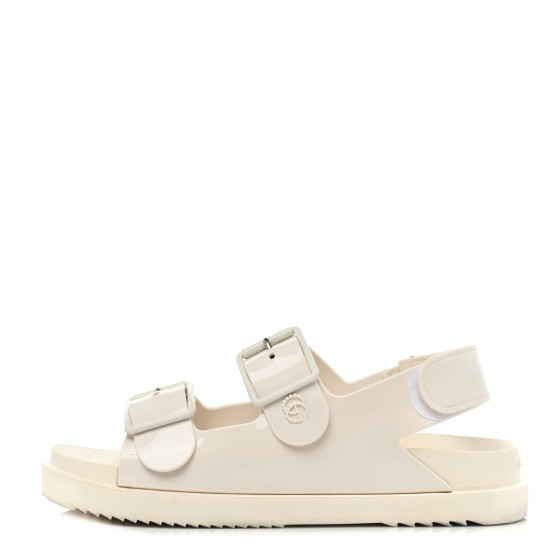 GUCCI Rubber Mini Double G Womens Dad Sandals 38 Dusty White | FASHIONPHILE (US)