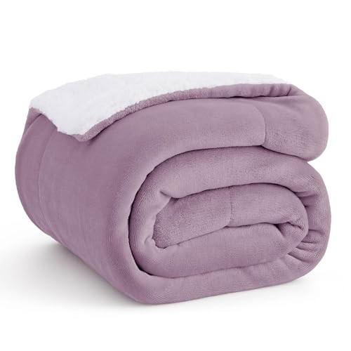 Bedsure Sherpa Fleece Throw Blanket for Couch - Thick and Warm, Soft Fuzzy Plush Throw Blanket for Winter, Sea Fog Purple, 50x60 Inches | Amazon (US)