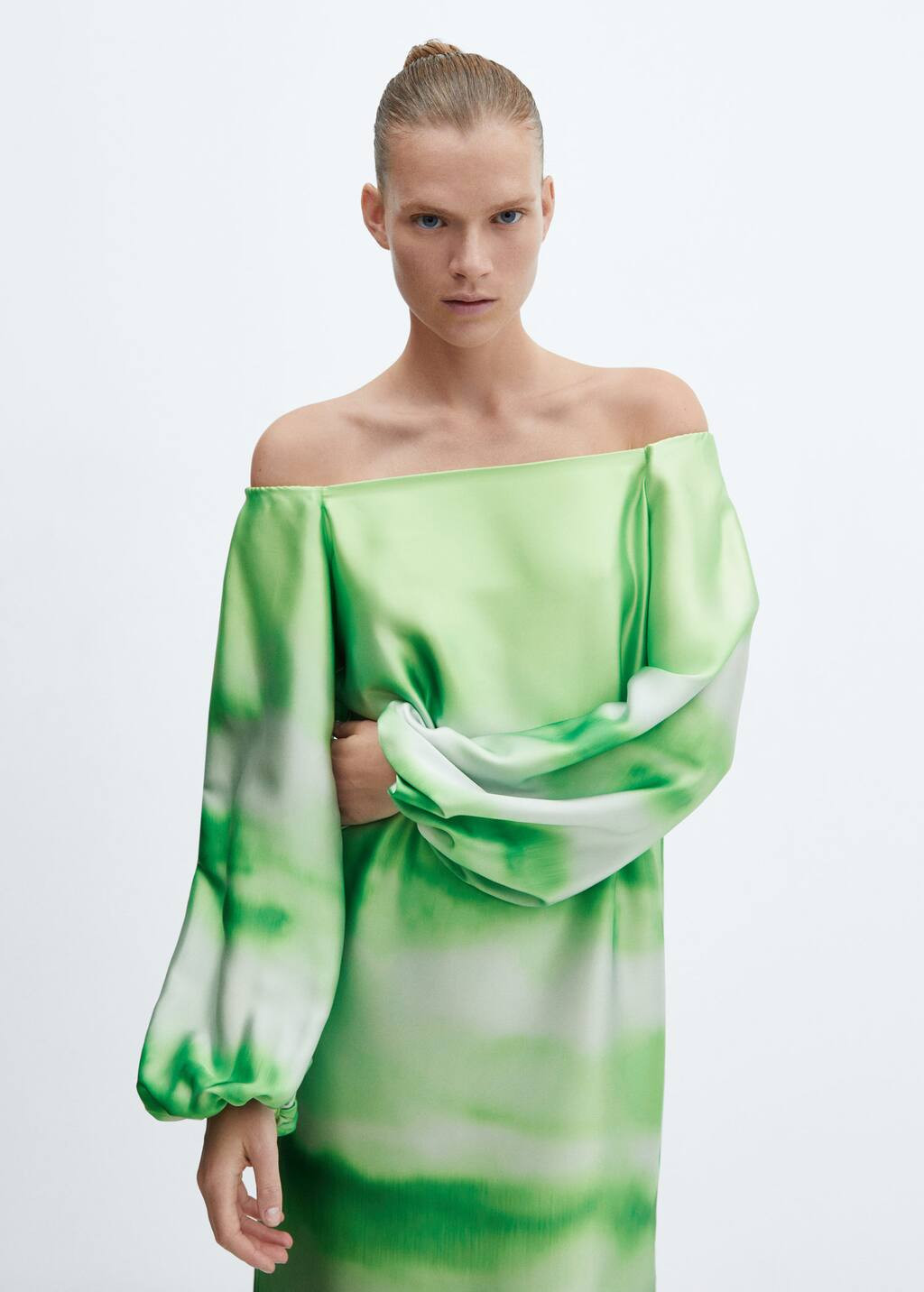 Off-the-shoulder long dress -  Women | Mango USA | MANGO (US)