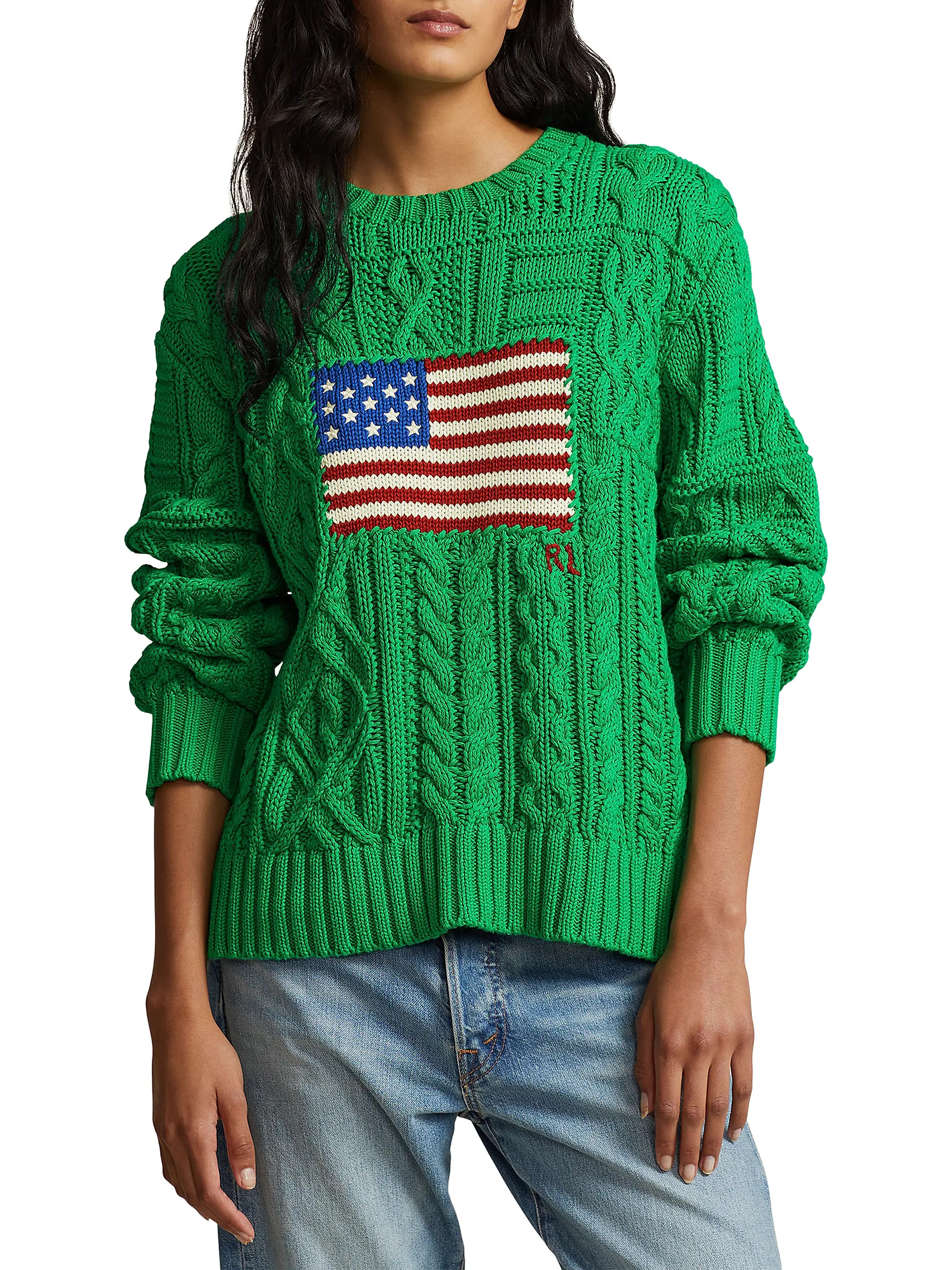 Oversized Flag Cotton Sweater | Saks Fifth Avenue