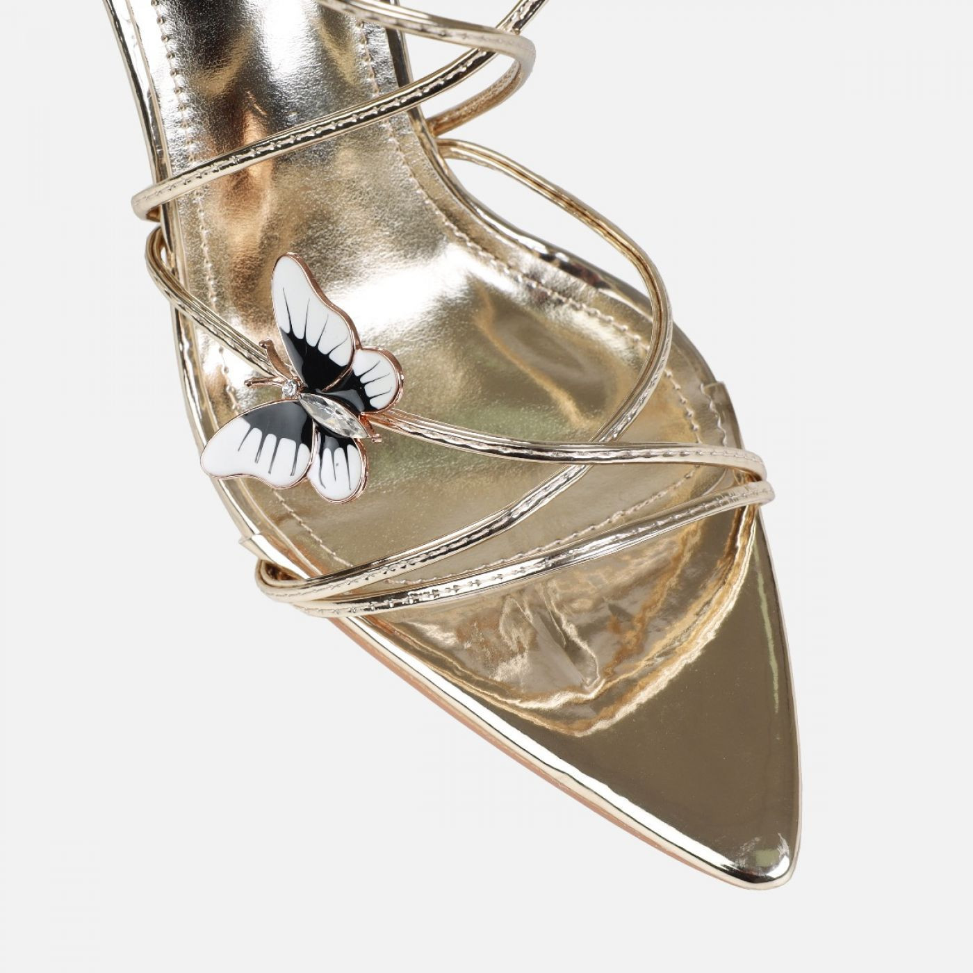 Aponi Gold Butterfly Lace Up Heels | Simmi Shoes