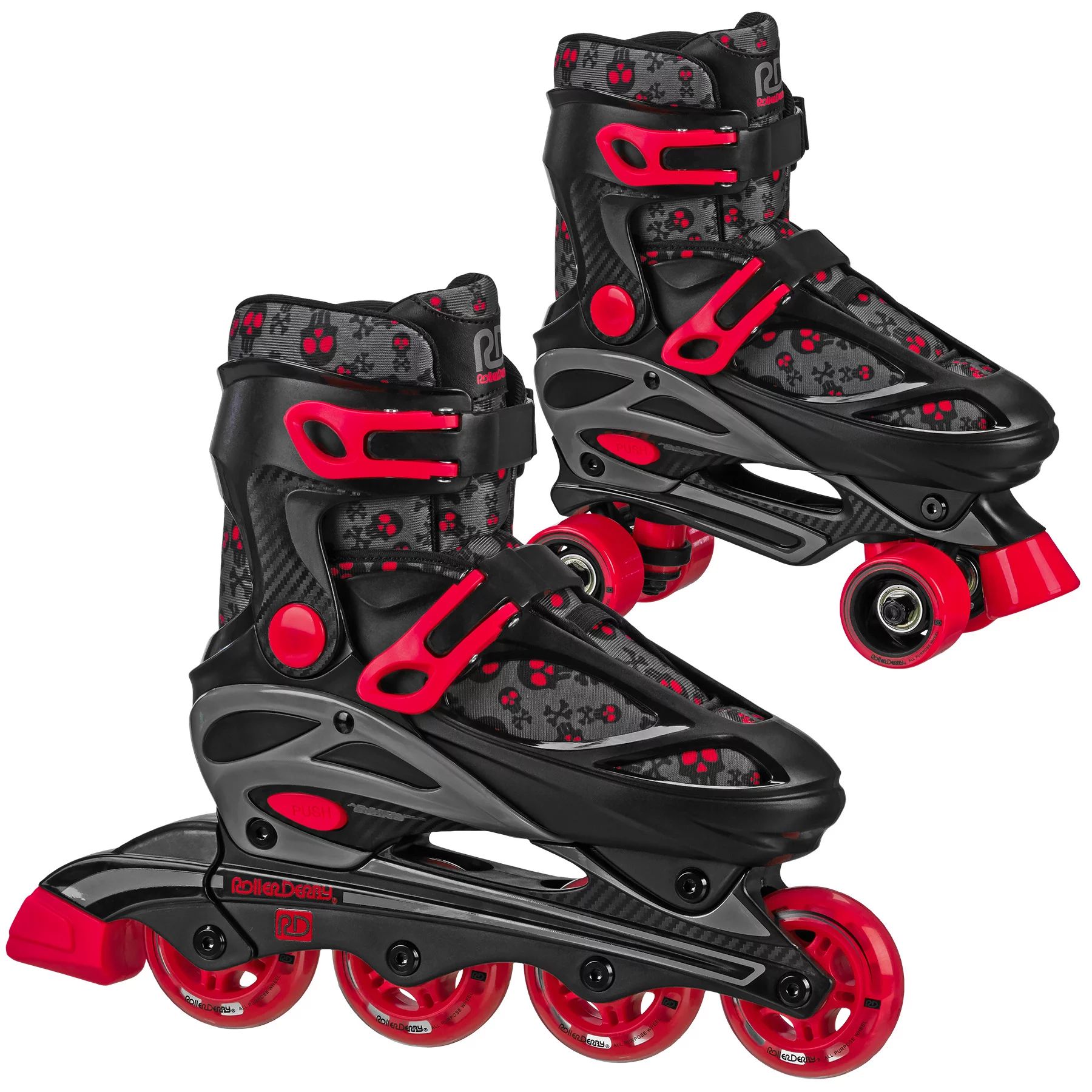 Roller Derby Boy's Sprinter 2-in-1 Quad Roller and Inline Skates Combo Black/Red, Size 12-2 - Wal... | Walmart (US)
