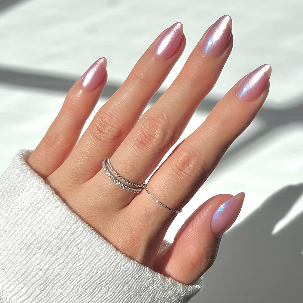 Glamnetic Press On Nails - Seaspell | Short Almond Pink Fake Nails with a Velvet Finish, Salon Qu... | Amazon (US)