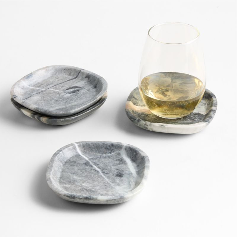 Jade Floral Square Marble Coasters, Set of 4 + Reviews | Crate & Barrel | Crate & Barrel