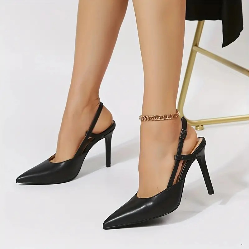 Women's Solid Color Stiletto Heels Fashion Point Toe Buckle - Temu | Temu Affiliate Program