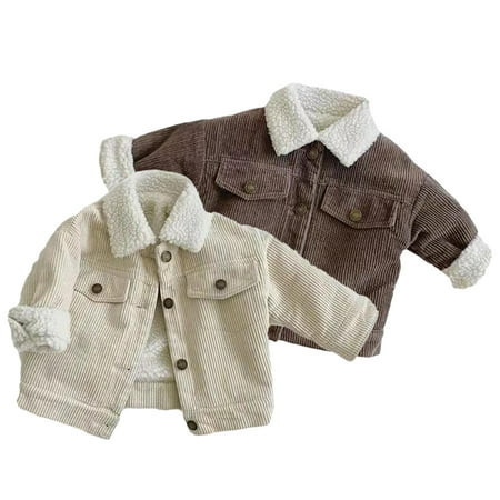 CSChome Toddler Boys Girls Winter Corduroy Jacket for Baby Newborn Winter Sherpa Lined Coats Padded Thickened Outwear Tops 6M-4Y | Walmart (US)