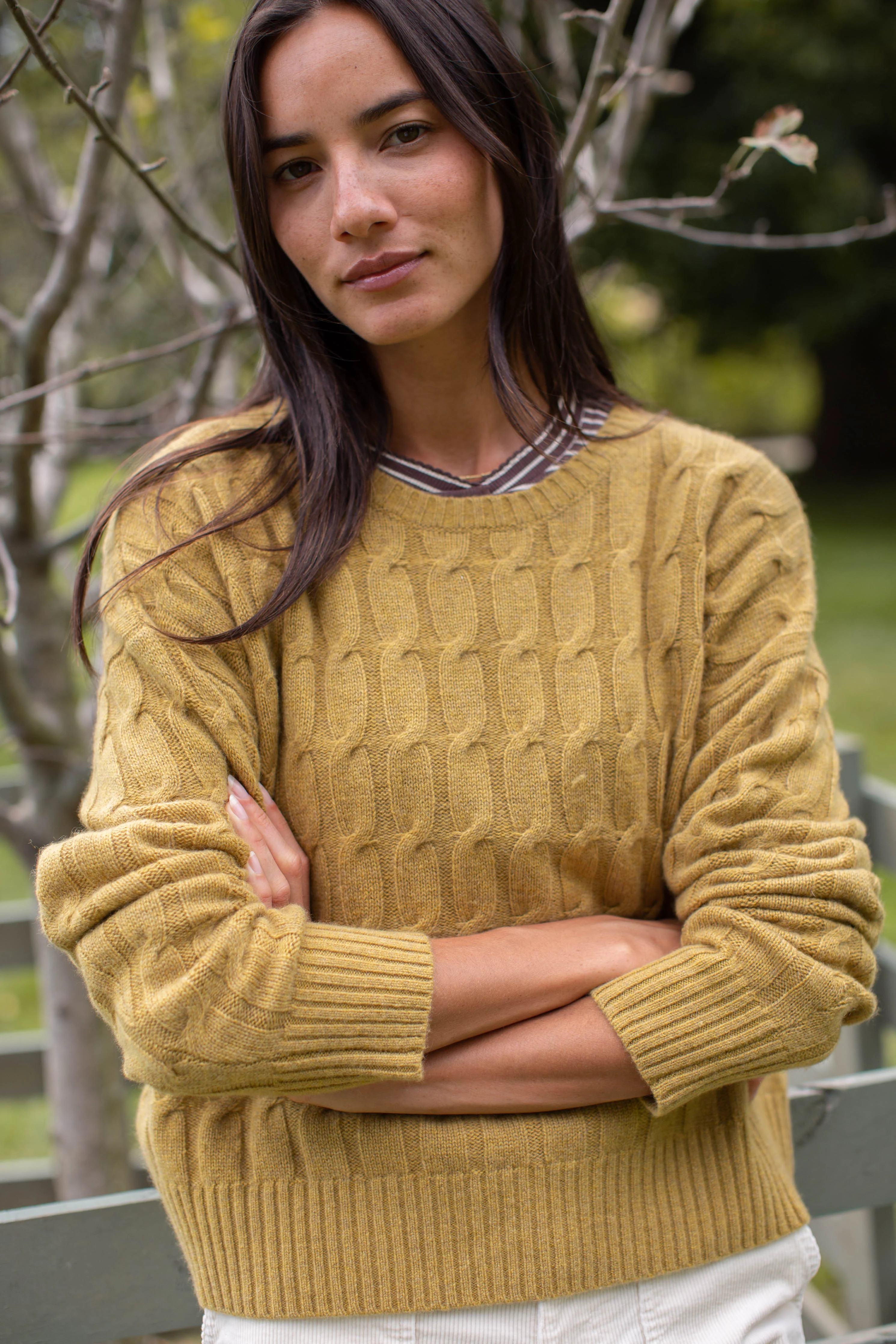 PRE-ORDER Slouchy Cable Knit Cashmere Sweater - Chartreuse | Marea