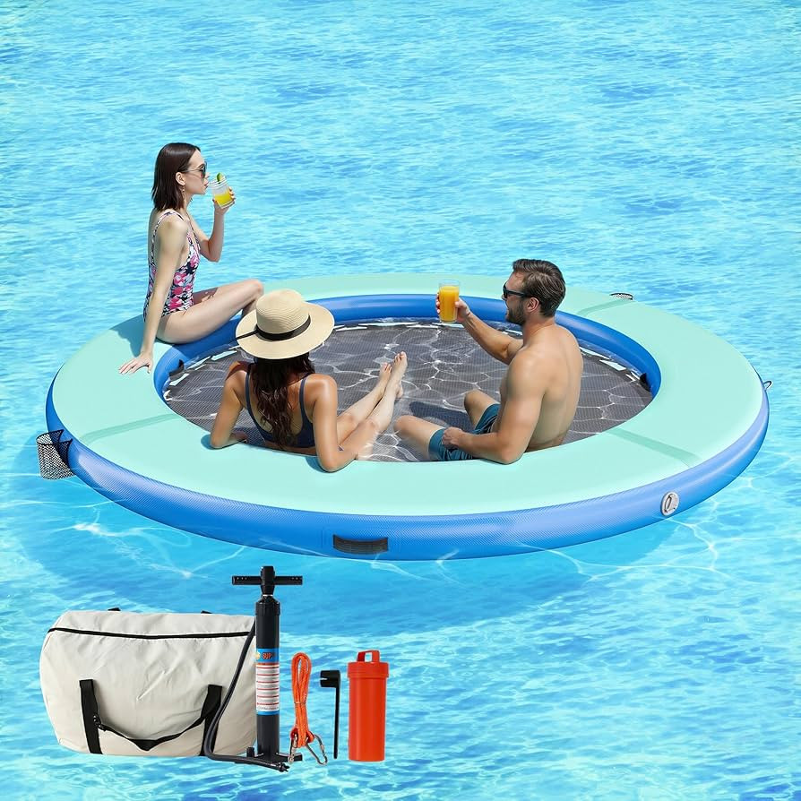 SPECRAFT 8FT Inflatable Water Hammock Round Floating Dock with Mesh, Tanning Pool Floating Rafts ... | Amazon (US)