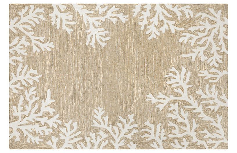 Coral Border Outdoor Rug, Neutral | One Kings Lane