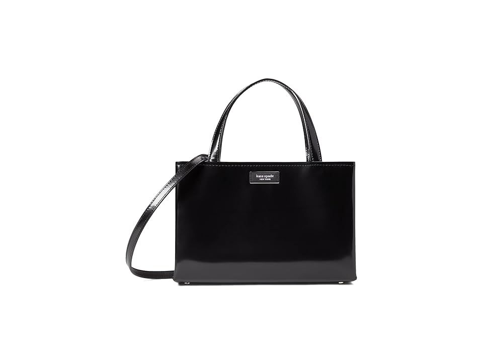 Kate Spade New York Sam Icon Spazzolato Leather Small Tote (Black) Tote Handbags | Zappos