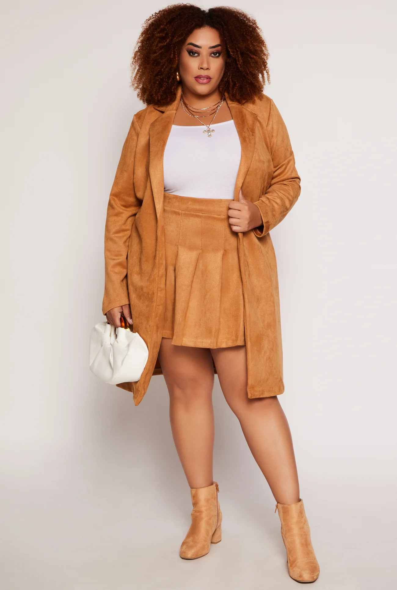Plus Size Faux Suede Wrap Coat | Rainbow Shops