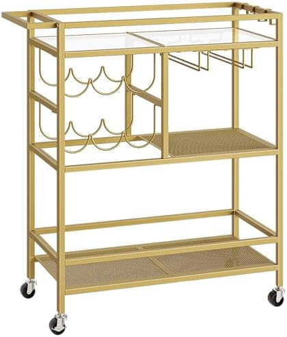 MAHANCRIS Bar Cart for Home, 3-Tier Serving Cart with Wheels and Handle, Beverage Cart with Wine ... | Amazon (US)