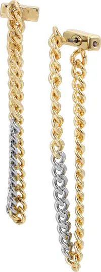 Two-Tone Curb Chain Front/Back Stud Earrings | Nordstrom