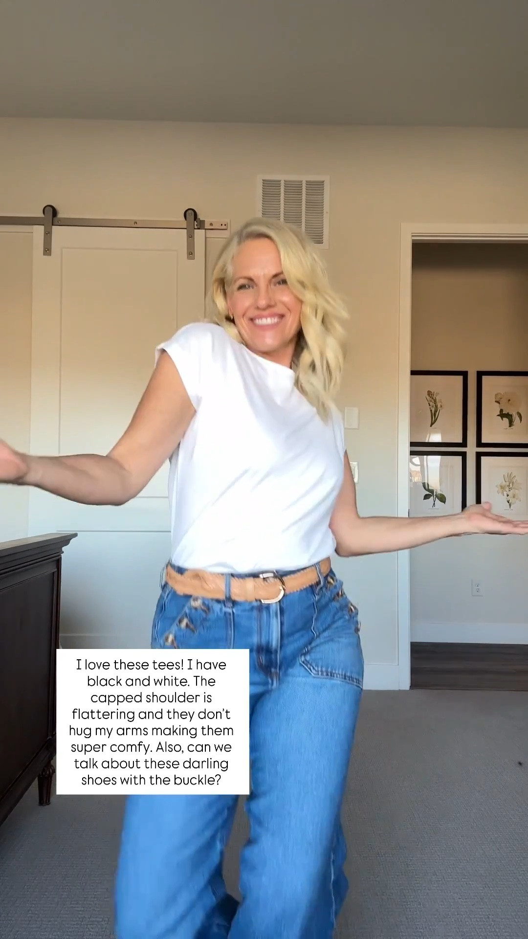 The perfect white tee, brown flats with buckle, tortoise shell earrings, @loft, LOFT, #loft, # fashionover50, #workfromhome 

#LTKFindsUnder50 #LTKOver40