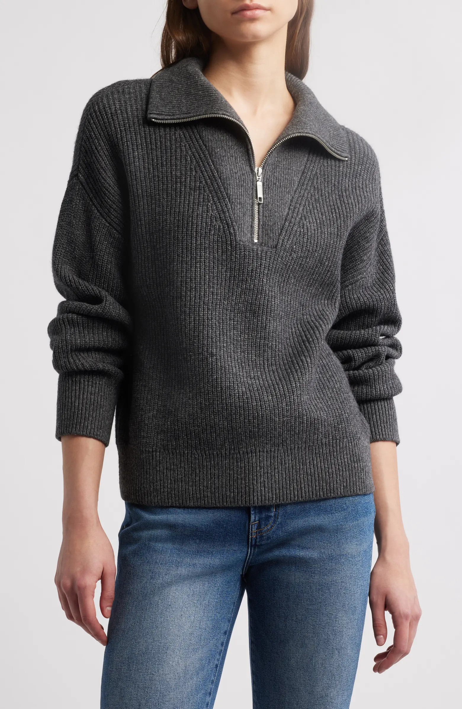 Treasure & Bond Quarter Zip Merino Wool & Cotton Sweater | Nordstrom | Nordstrom