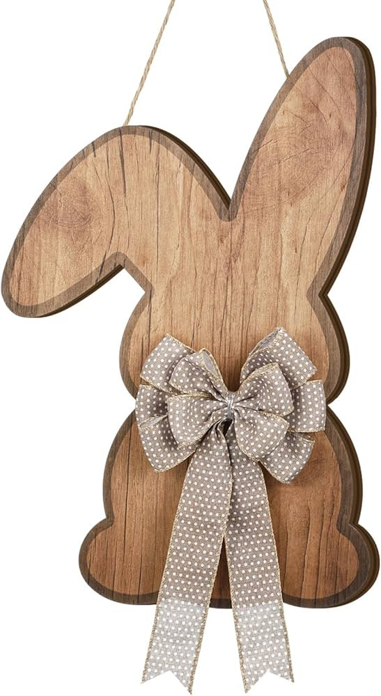 Menkxi Easter Wreath Door Hanger for Front Door Easter Bunny Signs with Bow Bunny Wreath Decor Ru... | Amazon (US)