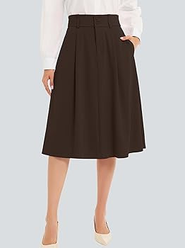 Casly Lamiit Skirts for Women A Line Midi Skirts Business Casual Skirt High Waist Skirt | Amazon (US)