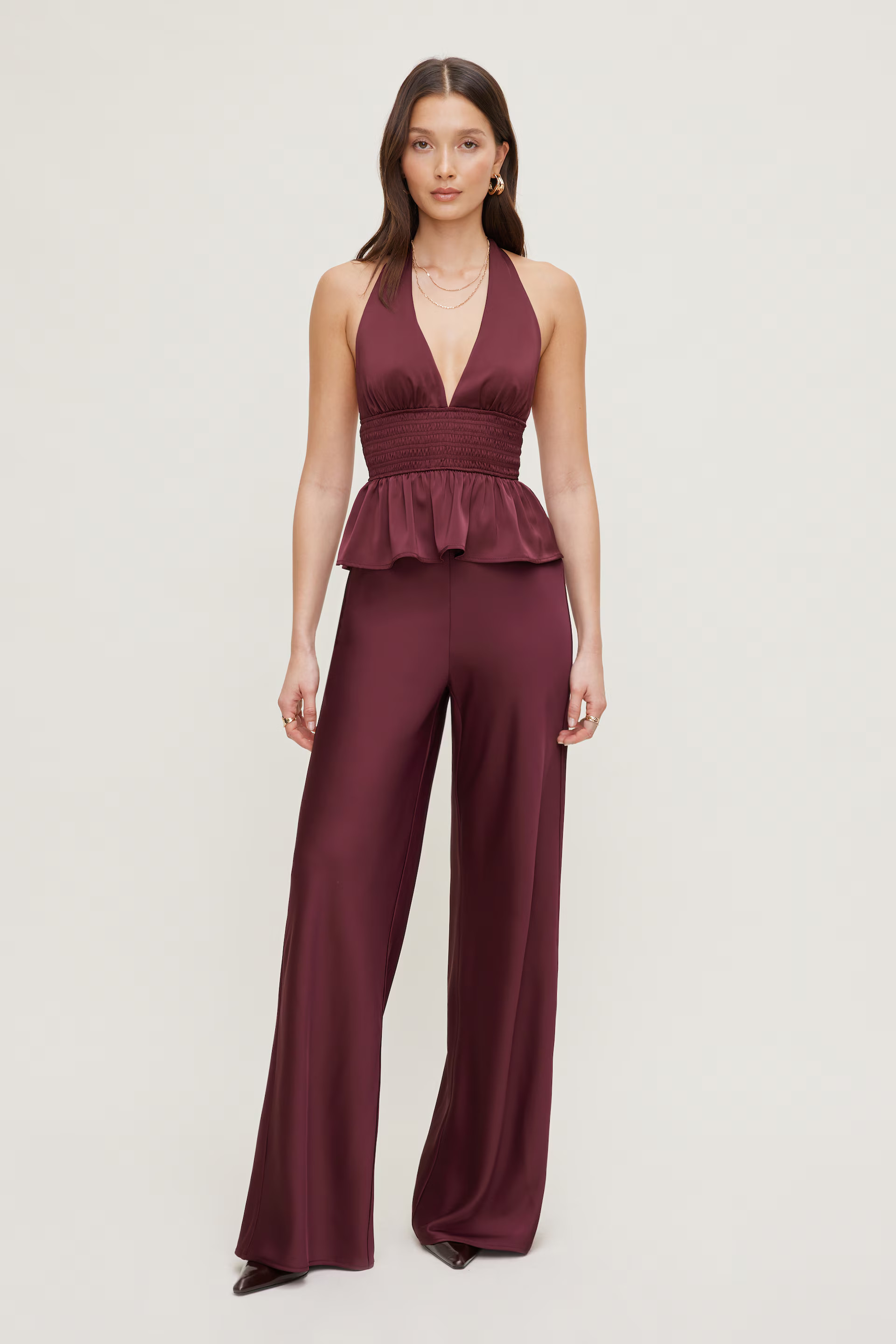 Plunge Satin Halter Top | Dynamite Clothing