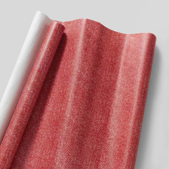 20 sq ft Embossed Herringbone Gift Wrap Red - Wondershop™ | Target