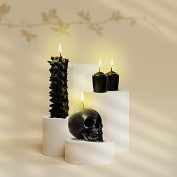 Gavia Skull Candle Set - Scented 4 Pack - Gothic Decor for Bedroom - Black Skull Decor for Home - Ha | Amazon (US)