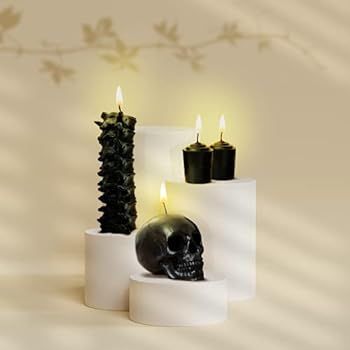 Gavia Skull Candle Set - Scented 4 Pack - Gothic Decor for Bedroom - Black Skull Decor for Home - Ha | Amazon (US)