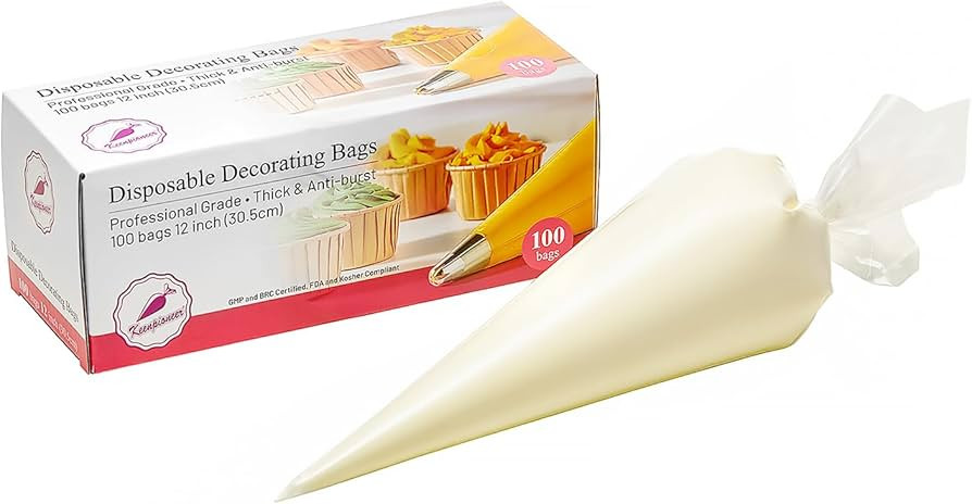 Keenpioneer Piping Bag - Disposable Cake Decorating Bag 100 Count, 12 inch, Clear (Pack May Vary) | Amazon (US)
