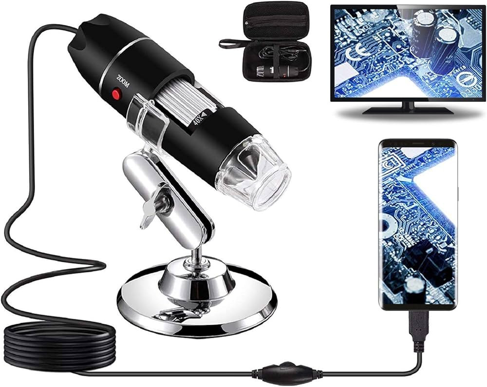USB Digital Microscope 40X to 1000X, 8 LED Magnification Endoscope Camera with Carrying Case & Me... | Amazon (US)