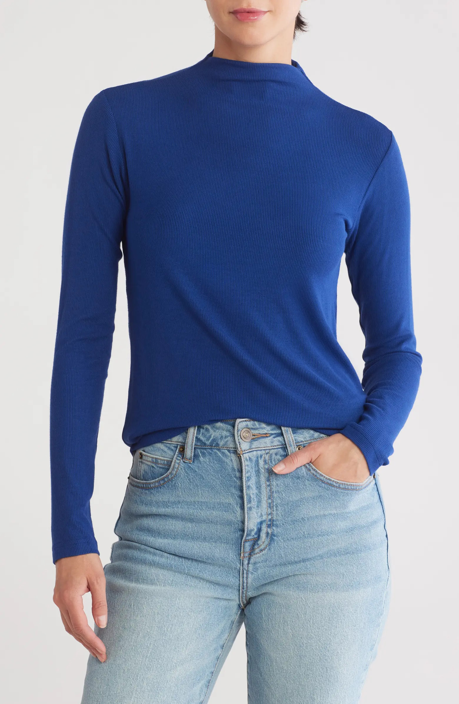 INDUSTRY REPUBLIC CLOTHING Funnel Neck Long Sleeve Ribbed T-Shirt | Nordstromrack | Nordstrom Rack
