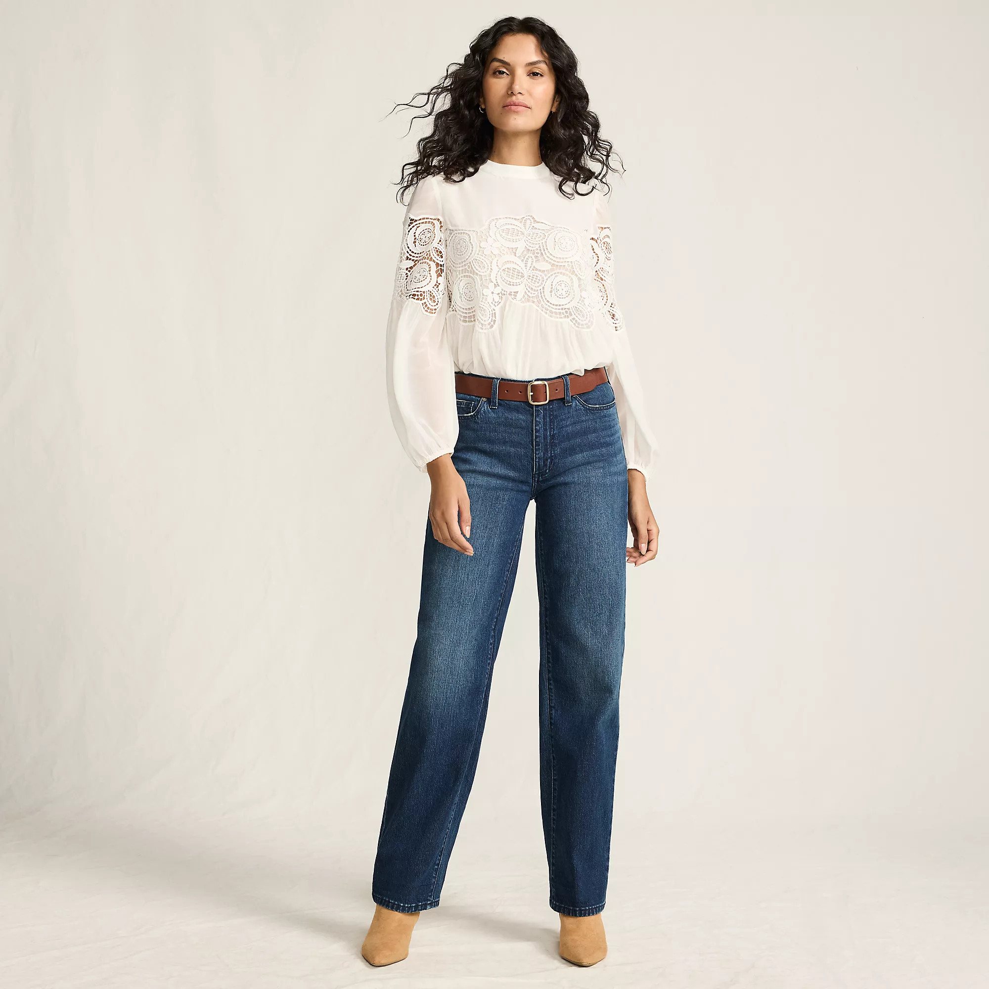 Women's Soft Denim Mid Rise Relaxed Straight Leg Jeans | Lands' End (US)