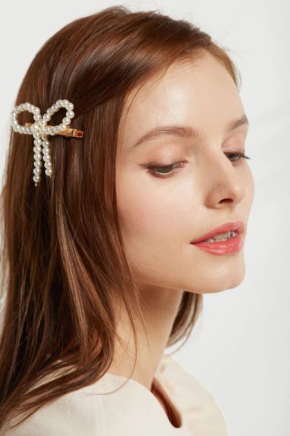 Pearl Beads Ribbon Hair Clip | Storets (Global)