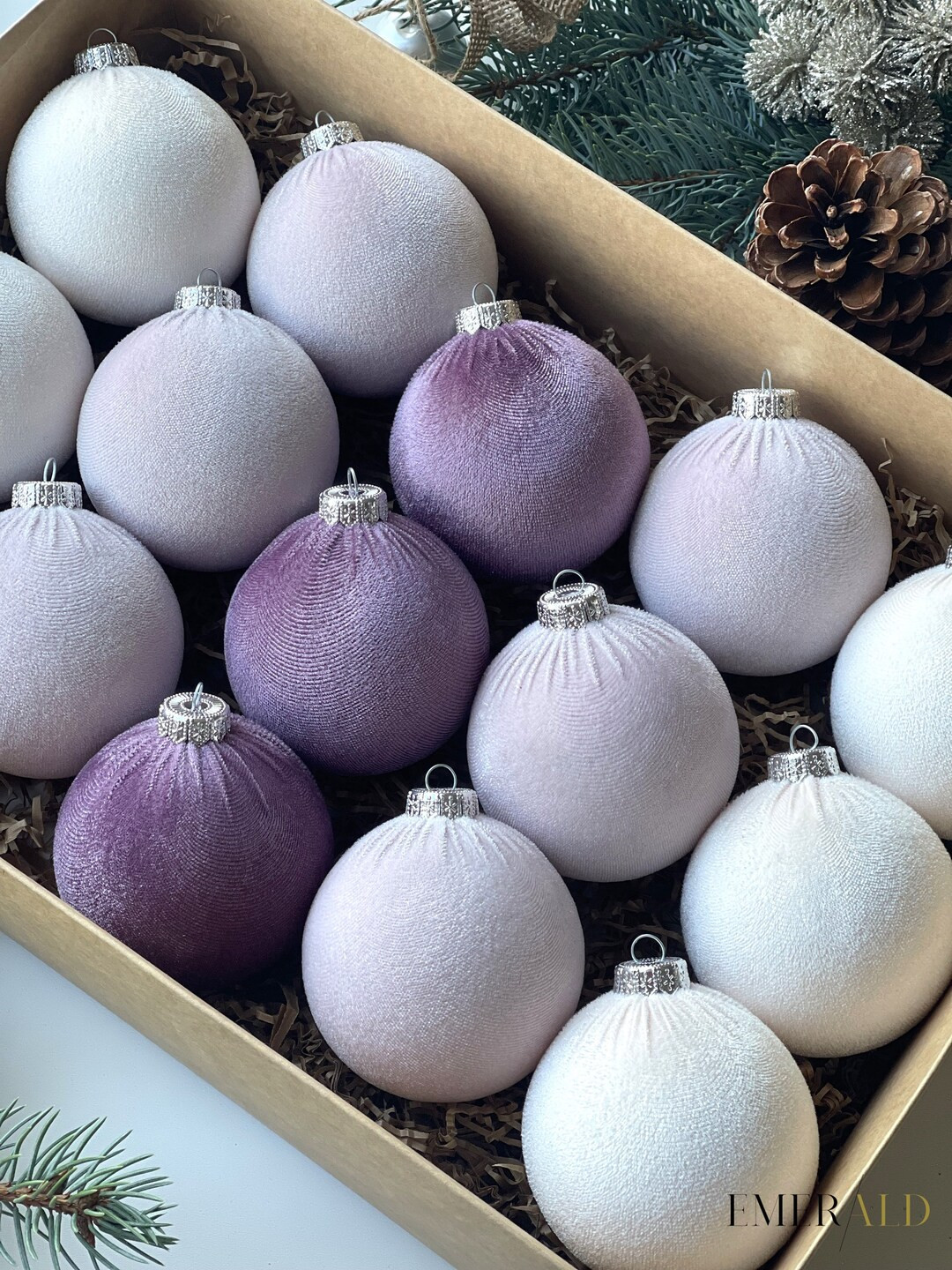 CHRISTMAS ORNAMENTS MIX Purple 15 Units Set Handmade Velvet Balls, Home Tree Decoration - Etsy | Etsy (US)