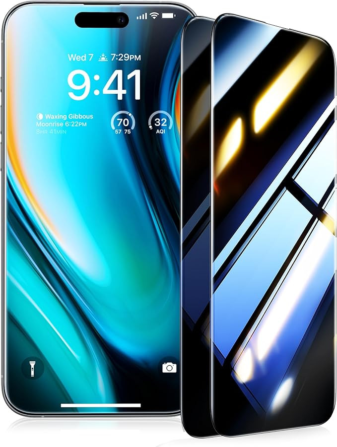 UltraGlass Ultra Top 9H+ Glass for iPhone 15 Pro Max Privacy Screen Protector [Invisible Privacy ... | Amazon (US)