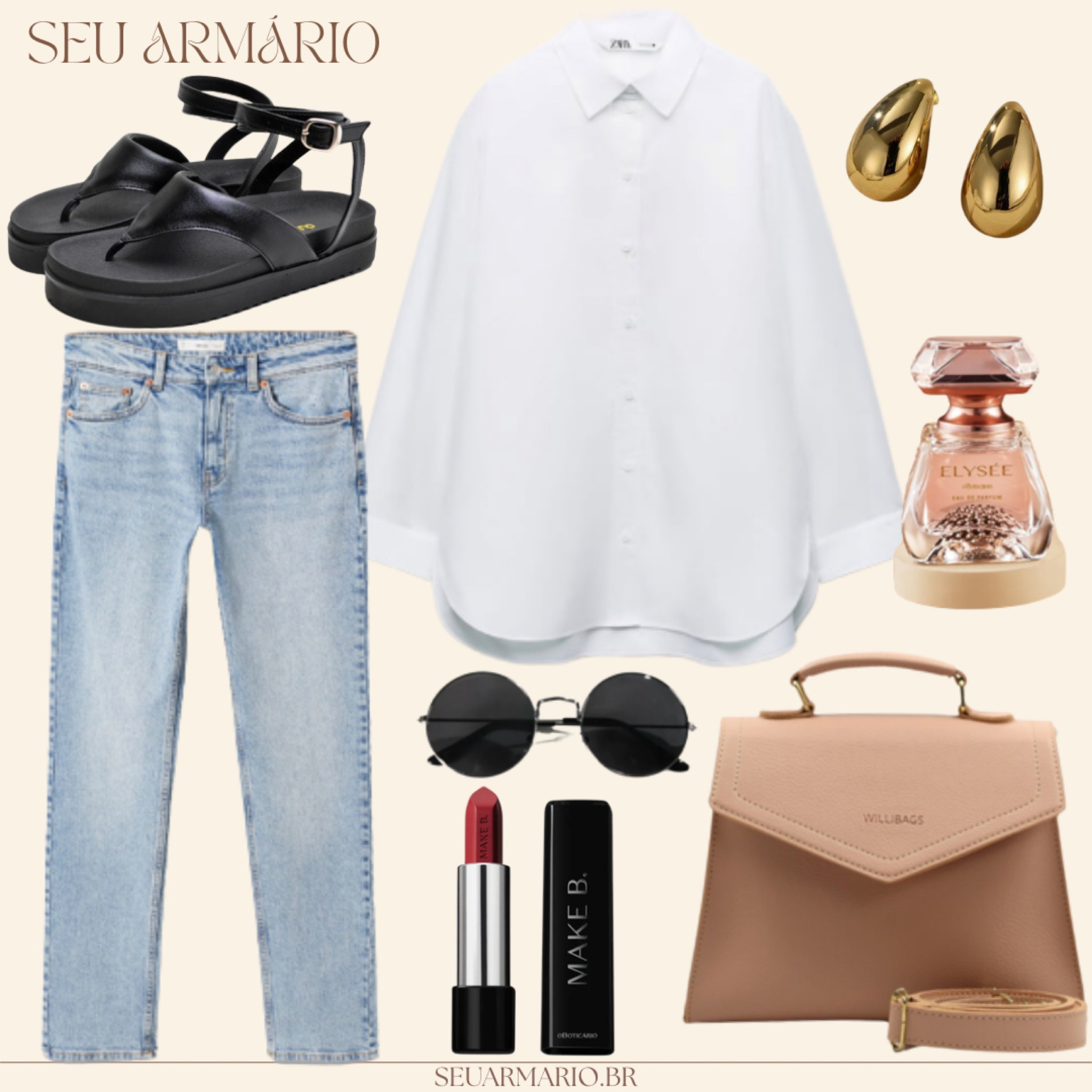 Looks para viagem a Serra Negra ✨✈️
Calça jeans, camisa branca, Papete preta, bolsa bege, óculos preto, perfume elysee, brinco hora e batom vermelho. 

#LTKSeasonal #LTKtravel #LTKbrasil