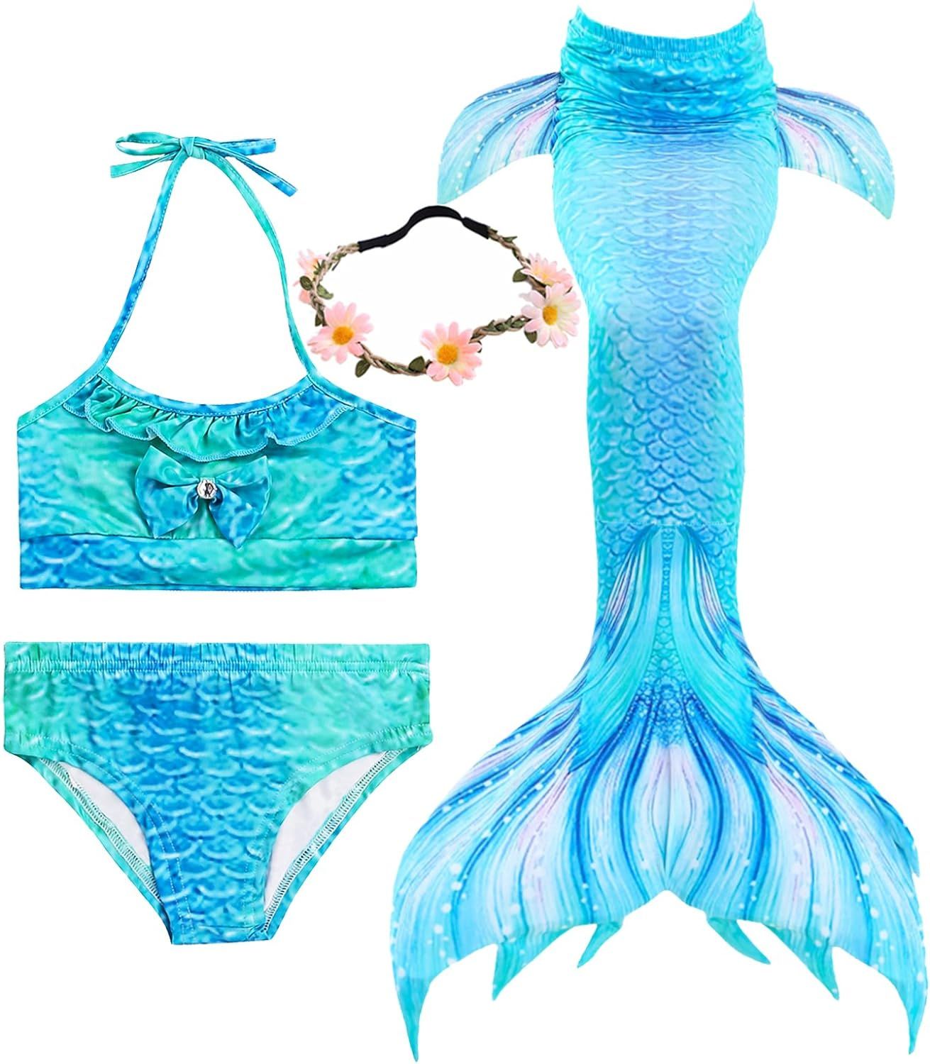 iGeeKid 3 Pcs Girls Swimsuit Mermaid for Swimming Princess Mermaid Birthday Party Supplies Gifts ... | Amazon (US)