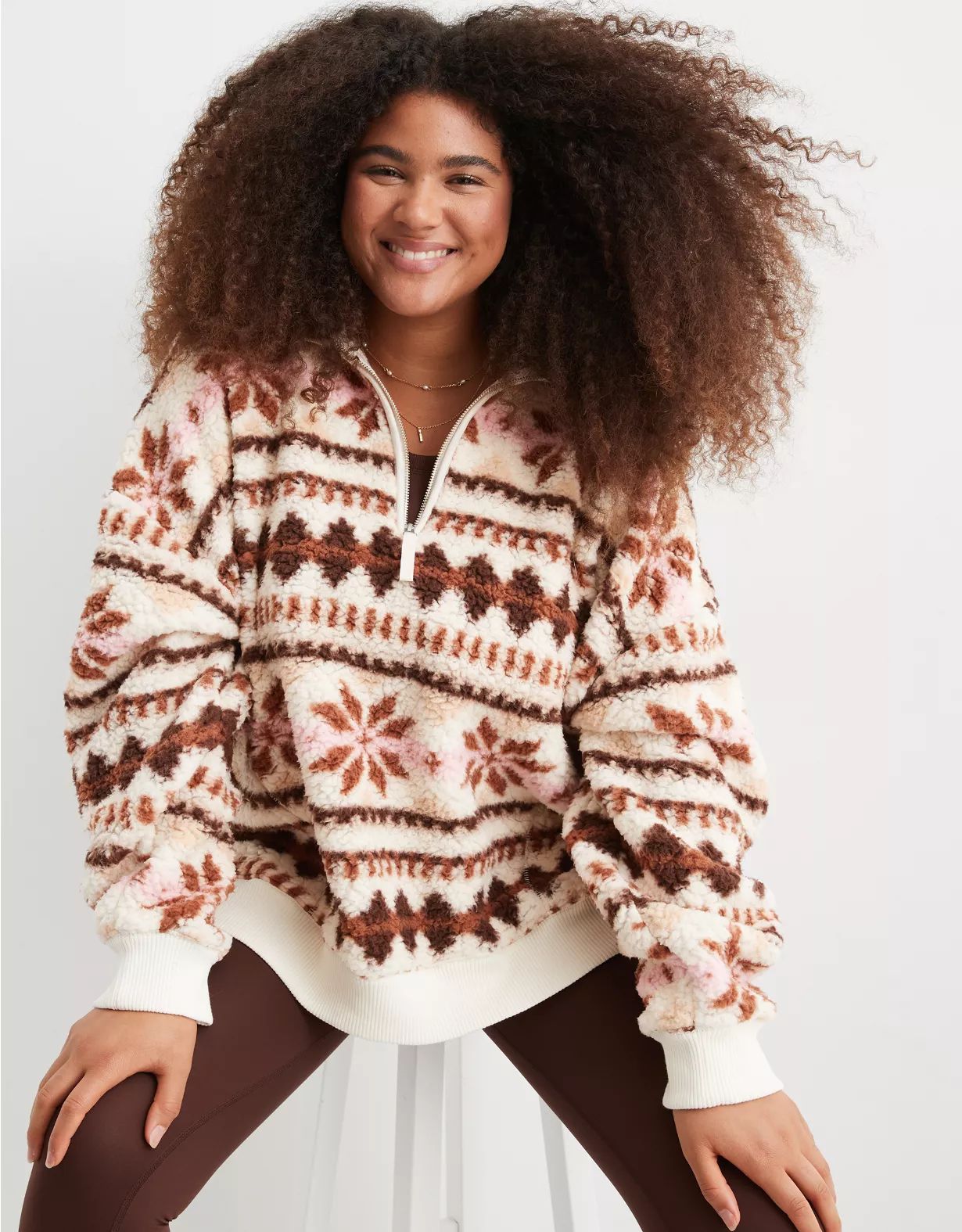 Aerie Hometown Holiday Quarter Zip Sweatshirt | Aerie