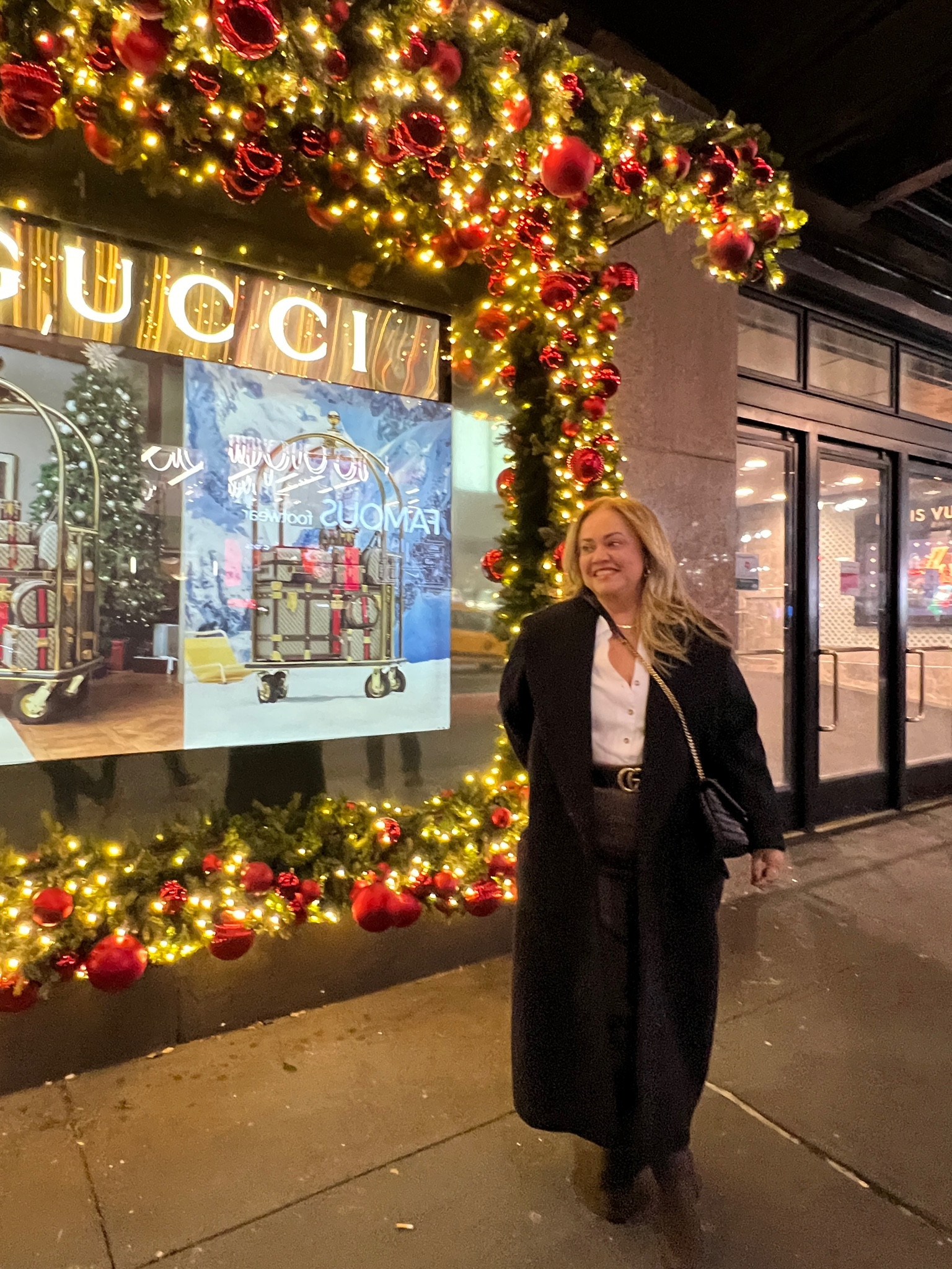 Winter outfit - Black coat, white shirt, boots, Gucci belt

#LTKMidsize #LTKStyleTip #LTKOver40