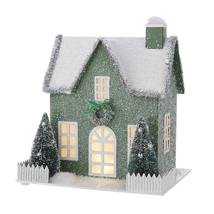 Raz Imports 2022 Collected Christmas 9.25" Green Lighted Paper House - Walmart.com | Walmart (US)