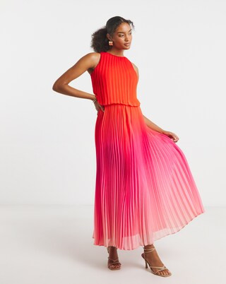 Joanna Hope Halter Neck Ombre Pleated Dress | Simply Be (UK)