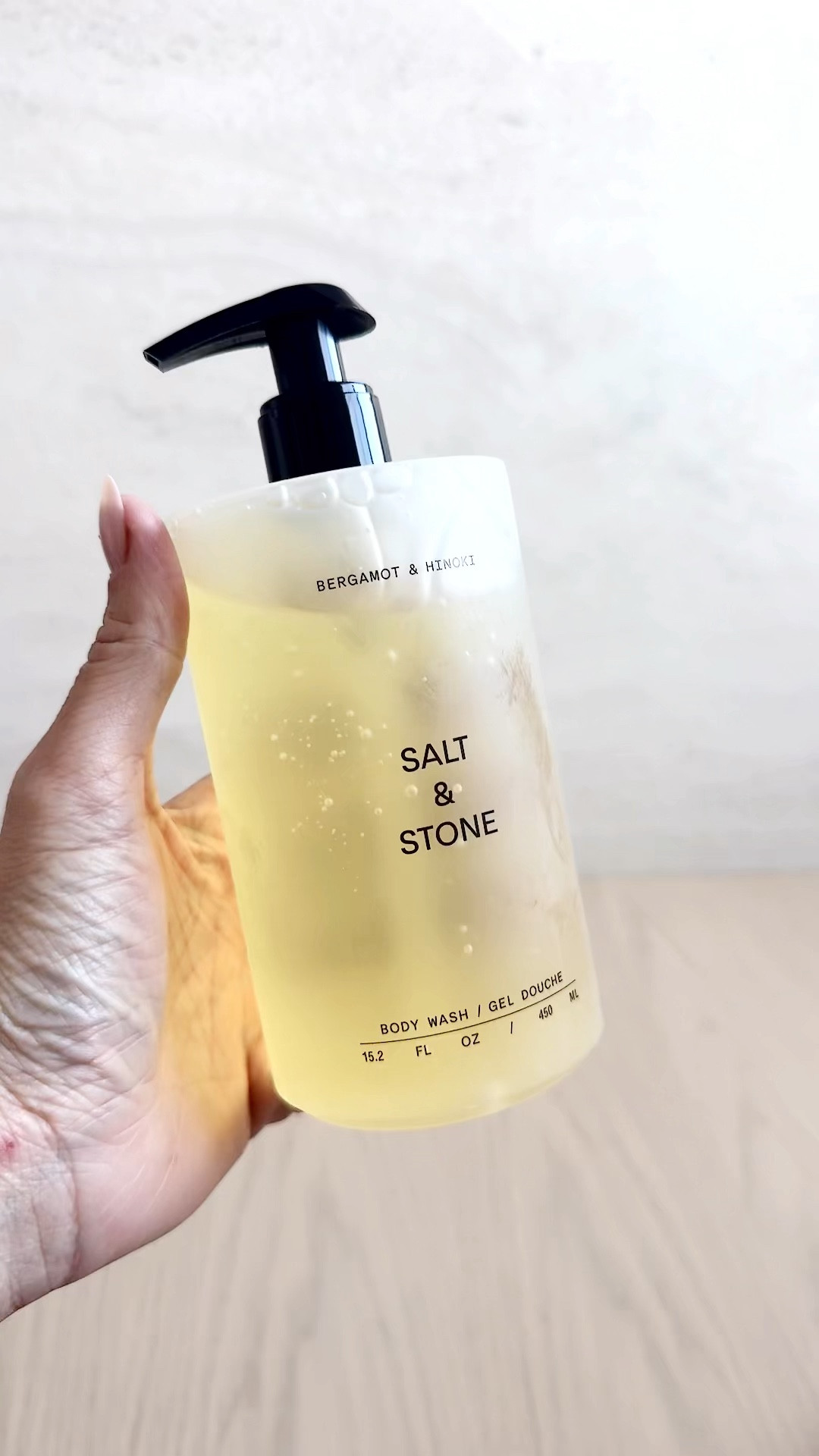 Obsessed with this Salt & Stone Body Wash 🌿 The bergamot & hinoki scent is so fresh and calming, plus it leaves my skin soft, clean, and hydrated every single time. Definitely a new staple in my shower routine. 💧 #SaltAndStone #BodyWash #AmazonFinds #SkincareRoutine #SelfCare