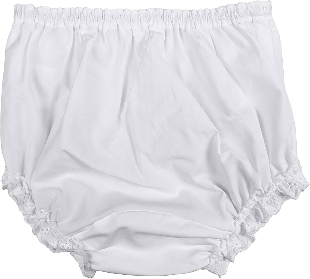 Little Things Mean A Lot Baby Girls White Elastic Bloomer Diaper Covers - Embroidered Eyelet Edgi... | Amazon (US)
