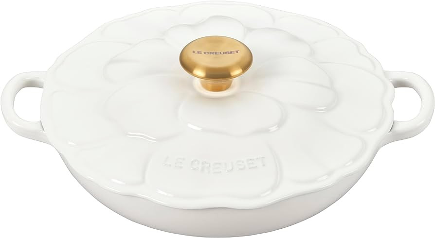 Le Creuset Signature Enameled Cast Iron Petal Braiser, 2.25qt., White w/Gold Knob | Amazon (US)