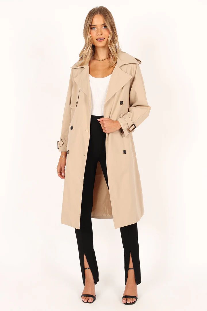 Trina Button Front Trench Coat - Beige | Petal & Pup (US)