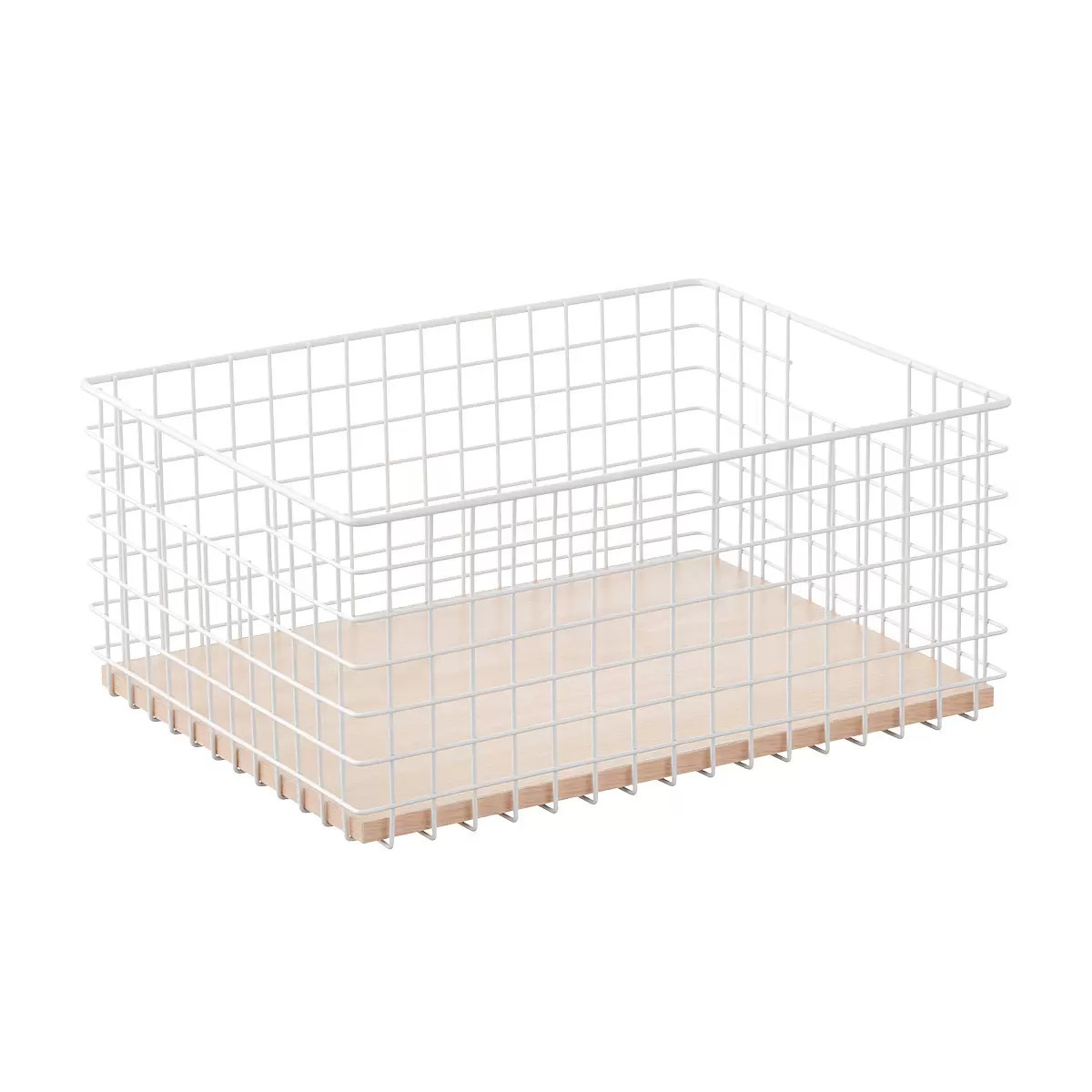 The Container Store Wide Maddox Wire Grid Bin White | The Container Store