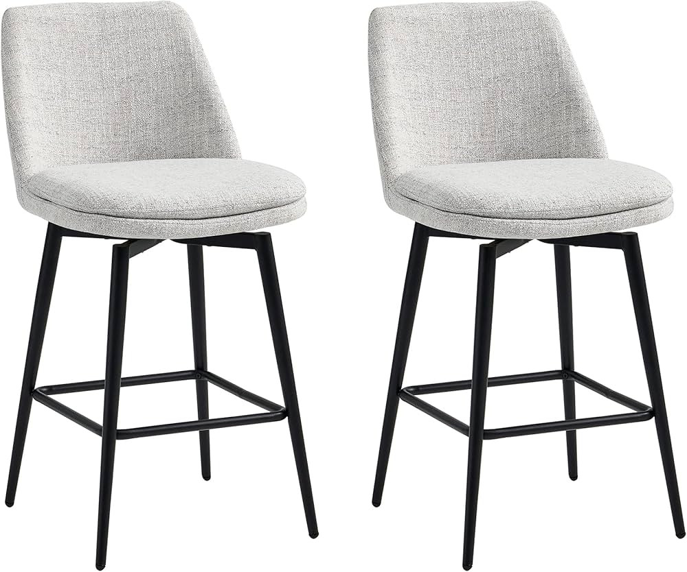 CHITA Counter Height Swivel Barstools, FSC Certified Upholstered Fabric Bar Stools Set of 2, Meta... | Amazon (US)