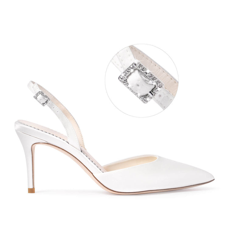Pointed Toe Slingback Ivory Stiletto Heels | Bella Belle Shoes