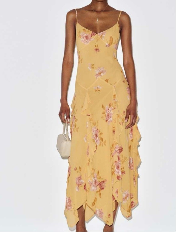 Wedding guest dress for Petite women. Floral yellow long maxi dress for summer.Hey I am 4'11/150cm petite fashion expert and I share style tips and fashion for short women.

#LTKPetite #LTKMidsize
