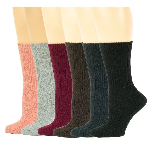 6 Pairs Women Cable Knit Winter Wool Boot Crew Socks 9-11 #272 | Walmart (US)